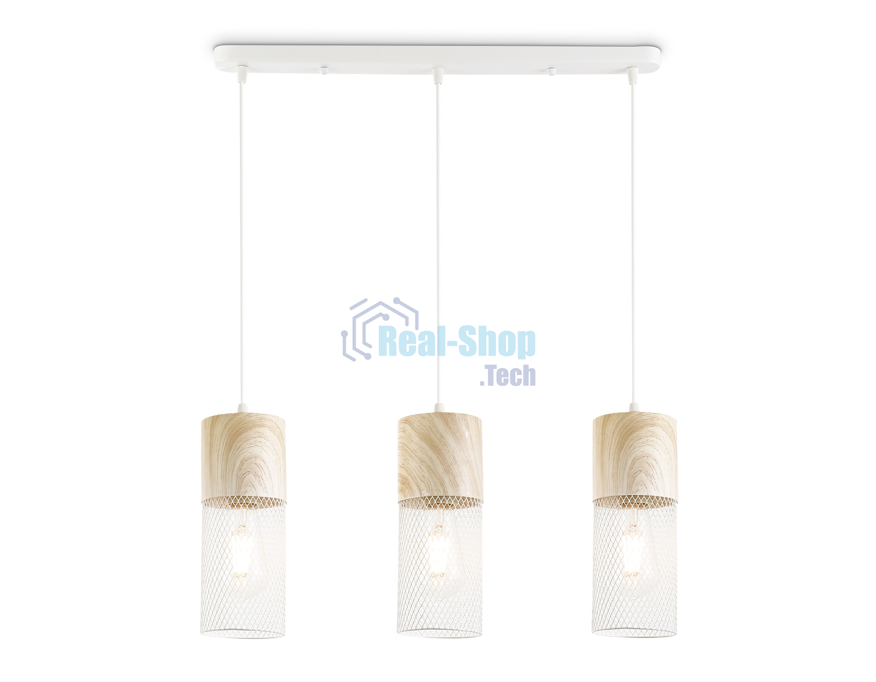 Светильник Ambrella light TR8499/3 WH/WD белый/дерево E27/3 max 60W 550*100*1000