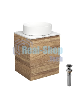 Тумба Bau Dream Blackwood 50 с дверцей, раковина BAU Dream круглая D41, выпуск клик клак, черный