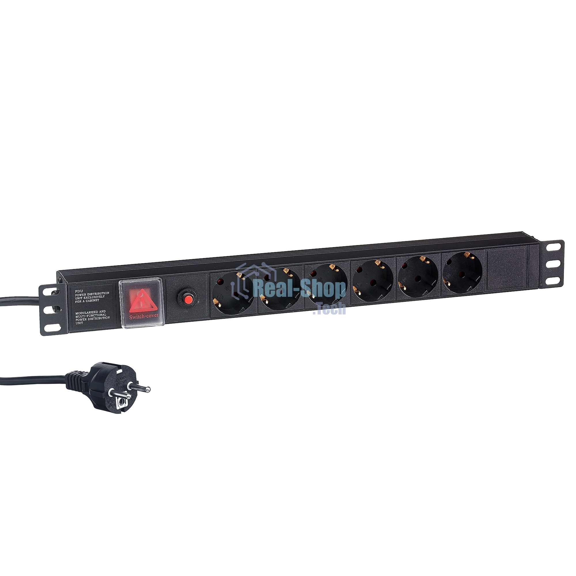 Блок розеток горизонтальный ExeGate ServerPro PDU-19H606 Al-6S-EU2-SW-O, 19