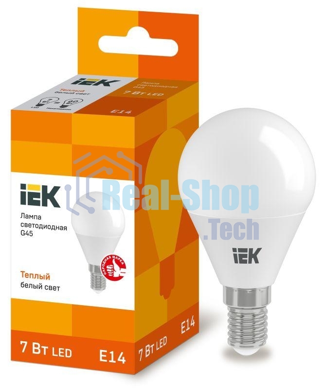 Лампа cветодиодная IEK LLE-G45-7-230-30-E14 ECO G45 шар 7Вт 230В 3000К E14