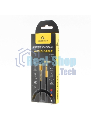 Кабель Cablexpert аудио 90˚ спиральный CCAB-02-35MMLC-1.8MO. 3.5 Jack (M)/3.5 Jack (M), оранжевый, 1.8м, блистер