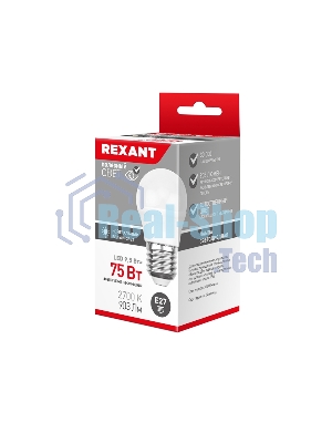 Лампа светодиодная Rexant шарик (GL) 9,5 Вт E27 903 лм 2700 K теплый свет