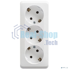 Тройная розетка Schneider Electric ЭТЮД O/У с заземлением без шторок 16А 250B, белый,