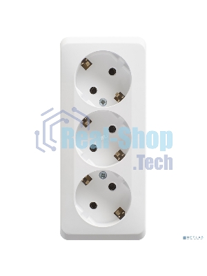 Тройная розетка Schneider Electric ЭТЮД O/У с заземлением без шторок 16А 250B, белый,