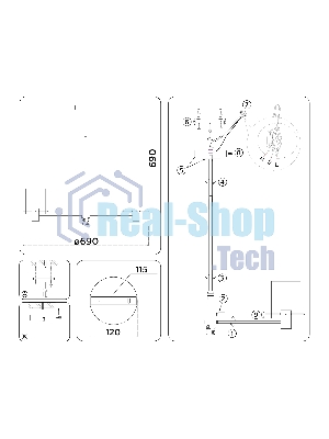 Люстра Ambrella light LH57041/6 BK/DBS/SM черный/темная латунь/дымчатый E14/6 max 40W D690*690