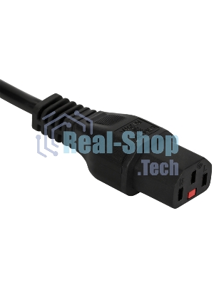 Шнур питания LANMASTER с блокировкой C13-Schuko прямая, 3х0.75, 220В, 10А, черный, 3 м.