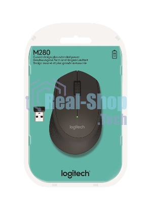 Мышь беспроводная Logitech M280 черный, 1000 dpi, радиоканал, USB, кнопки - 3