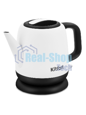 Чайник электрический Kitfort KT-6112 1 л, 1630 Вт, белый/черный (корпус: нержавеющая сталь)