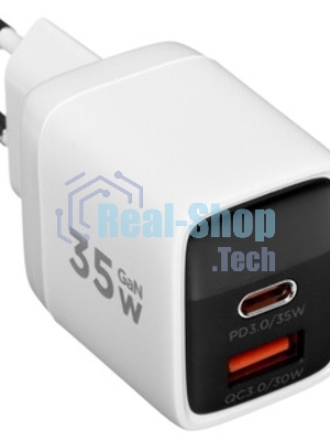 Сетевое зарядное устройство с дисплеем Cablexpert MP3A-PC-52, 35Вт GaN, QC3.0/PD3.0, 1хUSB, 1хType-C, белый, коробка