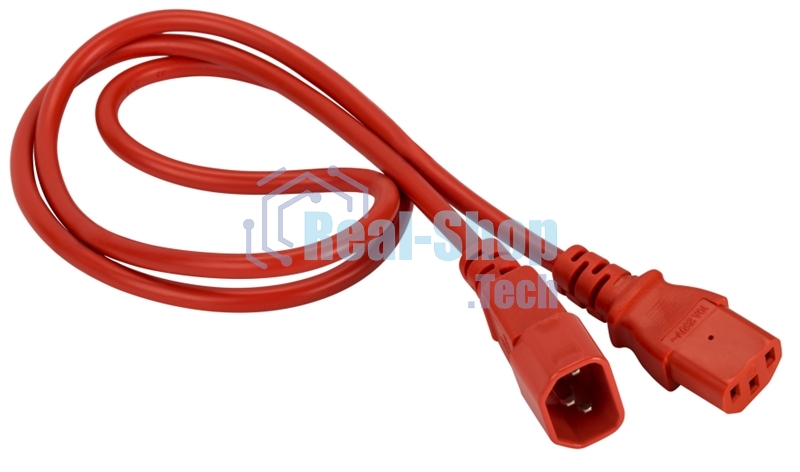 Шнур питания Lanmaster C13-C14, 3х0.75, 220В, 10А, красный, 1 метр