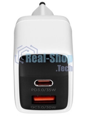 Сетевое зарядное устройство с дисплеем Cablexpert MP3A-PC-52, 35Вт GaN, QC3.0/PD3.0, 1хUSB, 1хType-C, белый, коробка