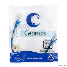Патч-корд Cabeus, Cat.5e, неэкр., U/UTP, RJ45/RJ45, PVC, AWG24, 0.3м, синий