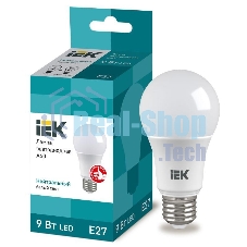 Лампа cветодиодная IEK LLE-A60-9-230-40-E27 ECO A60 шар 9Вт 230В 4000К E27