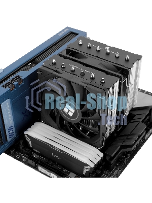 Кулер для процессора Thermalright Royal Knight 120 SE (4-pin PWM, 155мм, Ni/Cu, 6x6мм, 2x120мм, 66.17CFM/59CFM, 25.6dBA/26.1dBA, 1500RPM/1800RPM, S: 1200, 1700, 1851, 115X, AM4, AM5, silver, black)