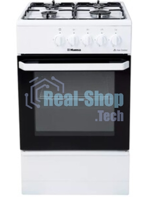 Плита газовая Hansa FCGW510029A белый, конфорок 4 газовых, духовка 53 л, 50 см x 85 см x 57 см