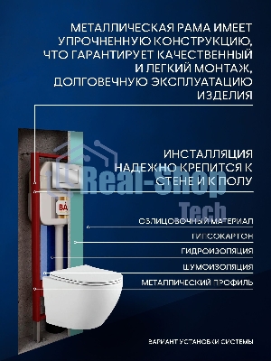 Комплект BAU 6 в 1: рамная инсталляция BAU NEO 45, унитаз подвесной Rio Luxe 52*35, сиденье микролифт, кнопка смыва BAU Stil для инсталляциии, хром