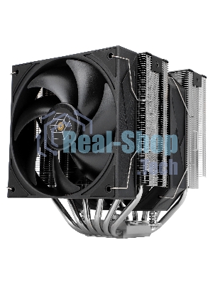 Кулер для процессора Thermalright Royal Pretor 130 (4-pin PWM, 158мм, Ni/Cu, 6x6мм, 1x120+1x130мм, 80.45CFM/81.88CFM, 29.4dBA/28.3dBA, 2150PM/1750RPM, S: 1200, 1700, 1851, 2011, 2066, 115X, AM4, AM5, silver, black)