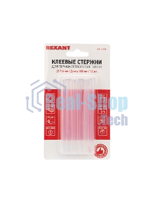 Клеевые стержни Rexant, Ø7 мм, 100 мм, прозрачные, 12 шт., блистер
