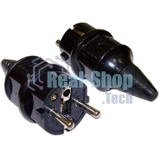 Вилка CEE 7/7 Schuko, 16A, 250V, прямая, разборная, черная