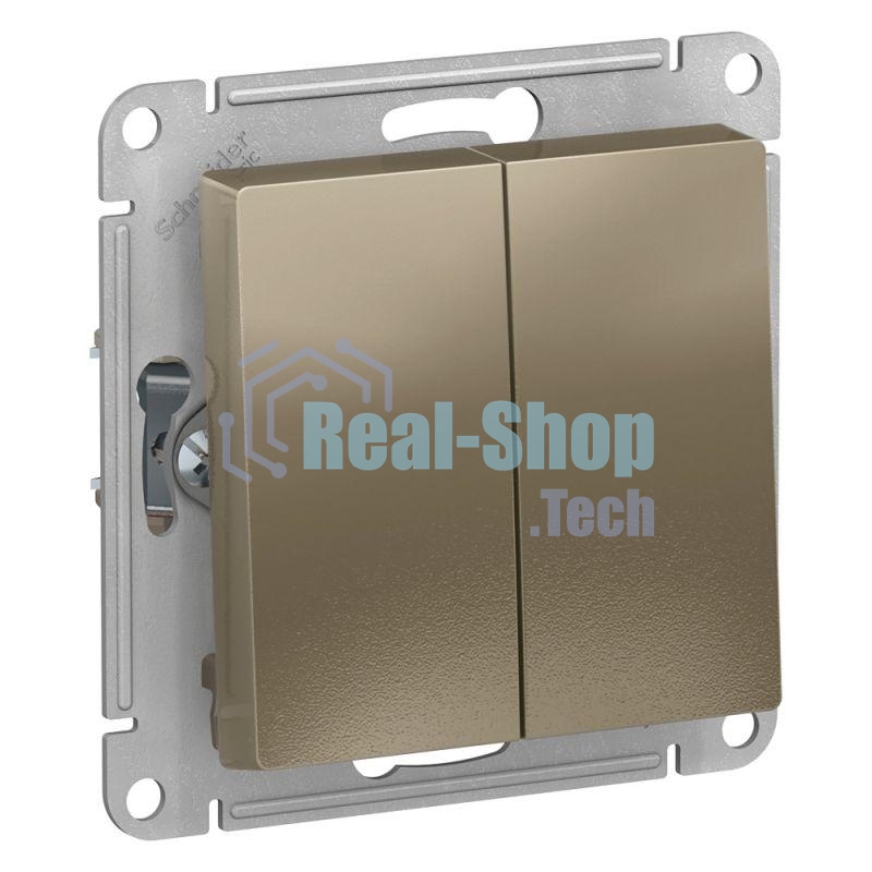 Механизм переключателя проходного 2-кл. СП AtlasDesign 10А IP20 (сх. 6/2) 10AX шампань