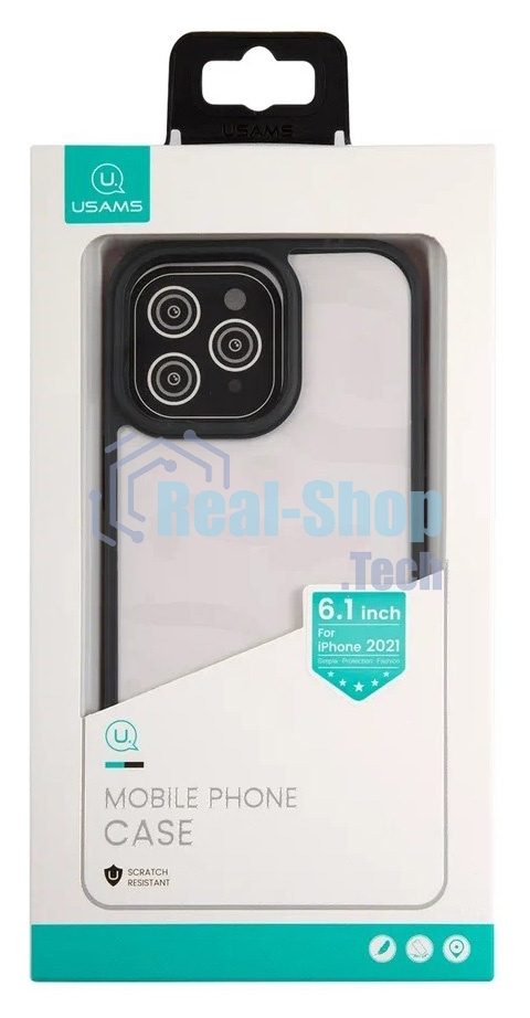 Чехол для Apple iPhone 13 Pro Usams US-BH770 прозрачный/черный (УТ000028119)