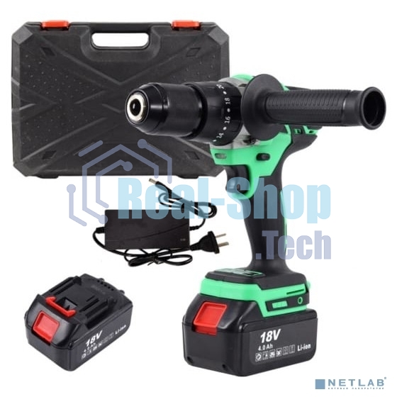 Дрель-шуруповерт аккумуляторная Zitrek Green Impact 063-4045, Аккумуляторная, 18В, 2 АКБ, Ударная, Кейс