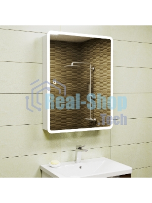 Зеркальный шкаф Bau Stil 60х80, LED подсветка, сенсор, плавное закрывание, оборачиваемый