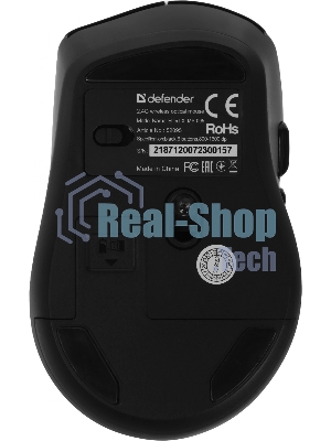 Мышь беспроводная Defender Effect X MS-095 черный, 1600 dpi, радиоканал, USB, кнопки - 6