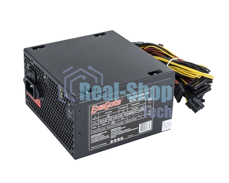 Блок питания ExeGate 600NPXE (EX221639RUS-PC), 600Вт, 120мм, черный
