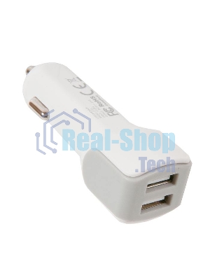 Автомобильное зарядное устройство HOCO z23 grand style dual-port car charger set with lightning cable, белый