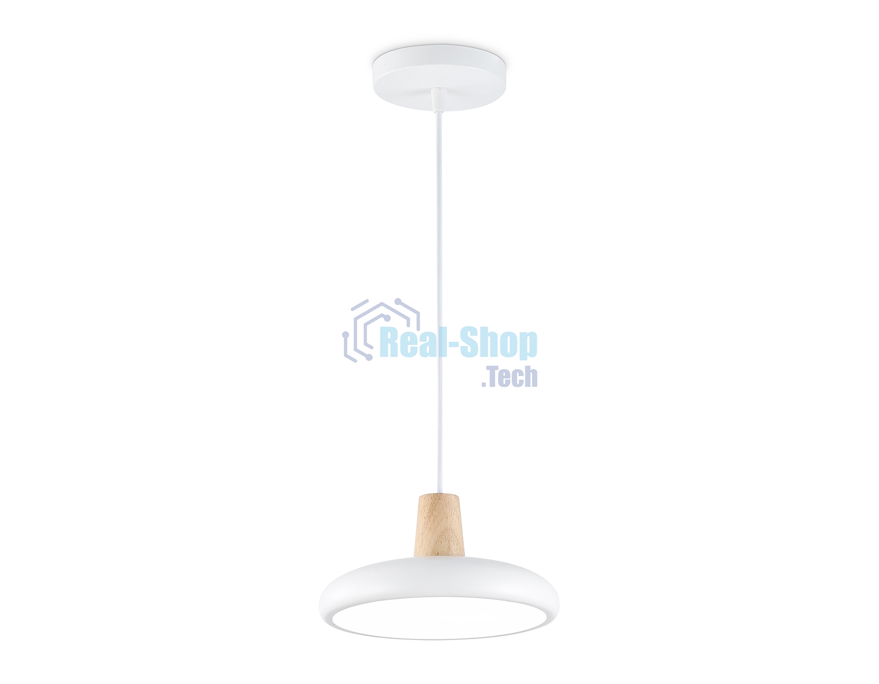 Светильник Ambrella light FL4838 WH/WD белый/дерево 24W 3000-6000K D200*800 (без ПДУ)