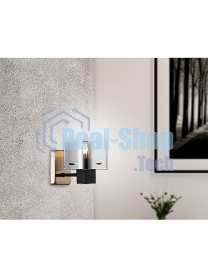 Настенный светильник Ambrella light LH57045 BK/DBS/SM черный/темная латунь/дымчатый E14 max 40W 195*110*185