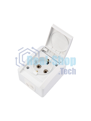 Розетка Kranz одноместная (керамика) INDUSTRIAL IP54 с заземлением, о/у, белая