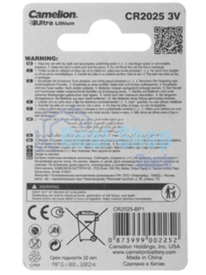 Элемент питания литиевый Camelion CR CR2025 BL-1 (блист.1шт)