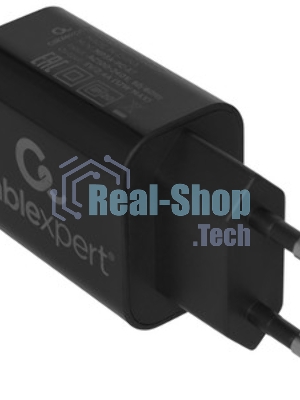 Сетевое зарядное устройство Cablexpert MP3A-PC-37 USB 2 порта, 2.4A, черный + кабель 1м Type-C