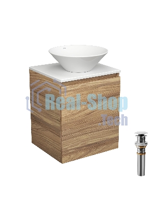Тумба Bau Dream Blackwood 50 с дверцей, раковина BAU Dream D43, выпуск клик клак, белый