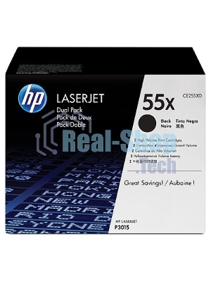 Картридж лазерный набор из 2 шт HP LaserJet CE255XD черный для LJ P3015(2 х 12500 стр)