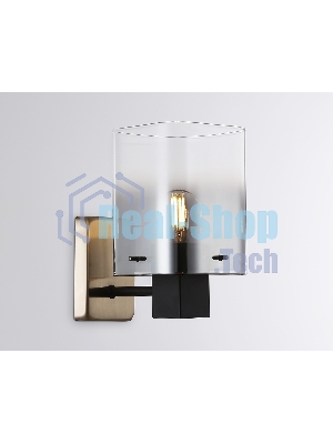 Настенный светильник Ambrella light LH57045 BK/DBS/SM черный/темная латунь/дымчатый E14 max 40W 195*110*185