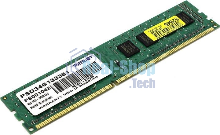 Оперативная память Patriot, DDR3, 4GB (1x4 GB), 1333 MHz, CL9, DIMM