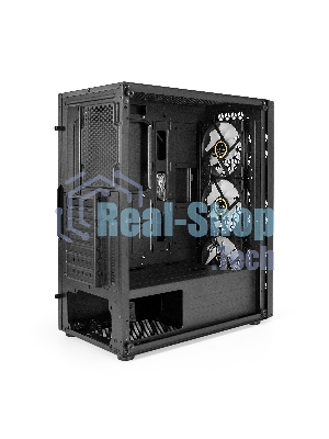 Компьютерный корпус Miditower ExeGate EVO-9202 (ATX, без БП, с окном, 1*USB+1*USB 3.0, аудио, 3 вент. 12см с RGb подсветкой)