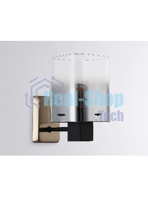 Настенный светильник Ambrella light LH57045 BK/DBS/SM черный/темная латунь/дымчатый E14 max 40W 195*110*185
