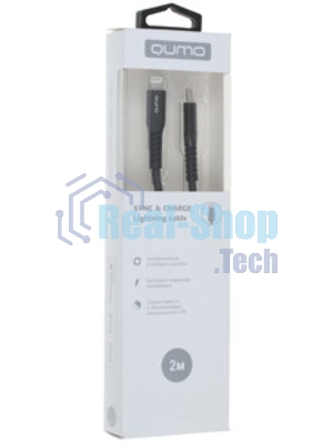 Кабель QUMO, MFI С94, Type-C на MFI Apple 8 pin, силиконовый, 1м, 2,22A, 9V, 20W, PD черный
