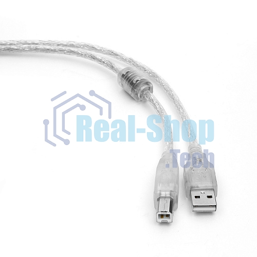 Кабель Cablexpert USB2.0 Pro, AM/BM, 0,75м, экран, 2 феррит.кольца, прозрачный (CCF-USB2-AMBM-TR-0.75M)