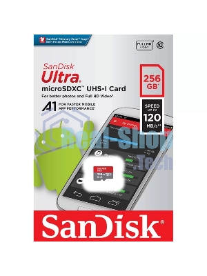 Флеш карта microSD 256Gb SanDisk microSDXC Class 10 Ultra UHS-I U1 A1 120Mb/s