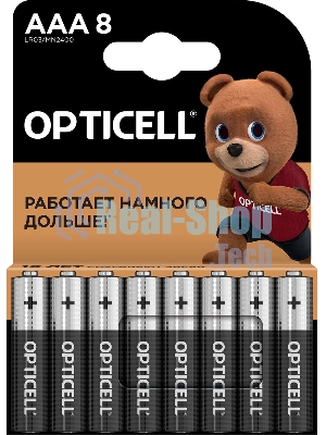 Элемент питания алкалиновый AAA/LR03 (блист. 8шт) Basic Opticell 5051009