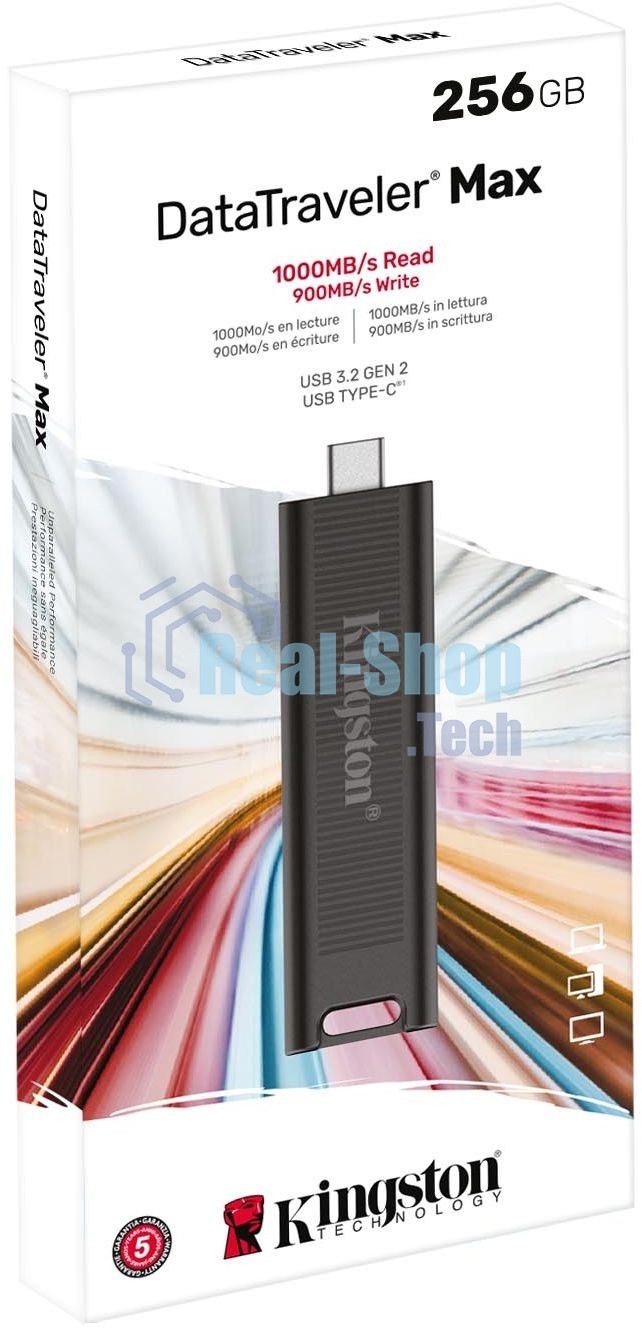 Флешка USB Kingston DataTraveler Max (DTMAX/256GB), 256Gb, USB 3.2 Gen 2 Type-C, R/W 1000/900, черный