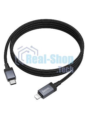 Кабель USB2.0 Hoco Type-C/Lightning, 2.4А, 27Вт,с дисплеем, X118, 1м, черный, коробка