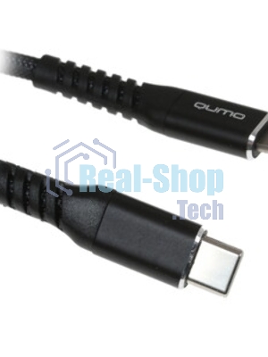 Кабель QUMO, MFI С94, Type-C на MFI Apple 8 pin, силиконовый, 1м, 2,22A, 9V, 20W, PD черный