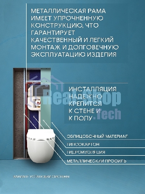 Комплект BAU 6 в 1: рамная инсталляция BAU NEO 45, унитаз подвесной безободковый Bau Dream, быстросъемное тонкое сиденье дюропласт микролифт, клавиша BAU Stil антивандальная, нерж. сталь сатин