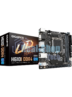 Материнская плата Gigabyte H610I DDR4, LGA 1700, Intel H610, 2xDDR4, 4xSATA, 1xM.2, 1xPCIe 4.0 x16, 1xHDMI, 1xVGA, 2xDP, 1x 1Gb LAN, 2xUSB-A 3.2 Gen 1, 4xUSB-A 2.0, 3x 3.5 мм, 7.1, Mini-ITX